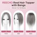 REECHO Human Hair Toppers for Women Real Human Thick Hair Topper Invisible Wiglett for Daily Wear Adding Instant Volume, Gray