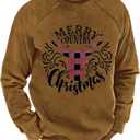 Arvilhill Mens Fleece-Lined Christmas Sweatshirts Raglan Vintage Classic Graphic Pullover (S-3XL) (Brown, XXL)