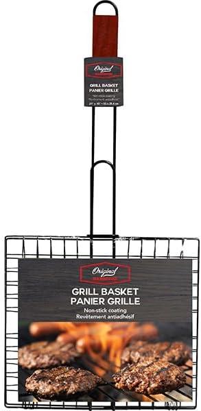 Original Barbeque by 1 Stop & Go  Non-Stick BBQ Grill Basket  Folding Grilling Basket with Handle for Burgers, Steak, Fish & Vegetables  Heavy-Duty Grill Grate for Outdoor Cooking, Camping