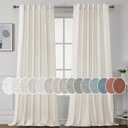 H.VERSAILTEX Natural Linen Curtains 96 inches Long for Living Room 2 Panels Back Tab Loop Pocket Textured Light Filtering Semi Sheer Rustic Farmhouse Boho Curtain for Bedroom, Heathered Natural