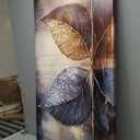 JuhaiArt Gold Leaf Wall Art Bedroom Blue Wall Decor Art Black Canvas Picture for Living Room Office 24" x 48" Modern Artwork Prints