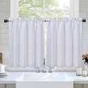 Curtains for Living Room 39"W x 54"L Casual Weave Blackout Kitchen Bathroom Basement Bedroom Drapes, White