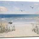 XXMWallArt FC3750 Sandy Beach Wall Art Canvas Print Wall Art Seascape Blue Print Painting Abstract Coastal Picture Modern Ocean Artwork for Living Room Bedroom Bathroom Office Wall Decor, 40"L x 20"W