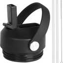 Straw lid for Yeti Rambler Water Bottle 18 26 36 64 oz, Replacement Cap Straw Cap for Yeti 18oz 26oz 36oz, Lid with Straw and Brush and Flexible Handle  (Black)