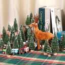 30pcs Mini Christmas Trees, Artificial Christmas Pine Tree Mini Bottle Brush Trees Tabletop, Small Sisal Trees with Wooden Bases, Xmas Holiday Home Decor (Green-A)