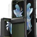 CaseBorne V Compatible with Samsung Galaxy Z Flip 5 Case - Rugged Protective Case with Semi-Auto Hinge Cover and Tempered Glass Screen Protector, [Made of Recycled Materials]