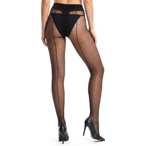 Black Stockings for Women Nylons for Women, 20d Sheer Black Tights, Backseam T-Crotch Pantyhose with Heel and Reinforced Toe (Black)