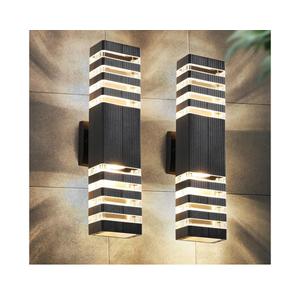 18.3 Inches Outdoor Light Fixture,4-Tier Modern Outdoor Wall Light Design,Black Large Exterior Porch Lights,Up And Down Waterproof Outside Garage Lights Wall Mount With 4*GU10 Warm White Bulbs