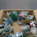 24 Inch Artificial Snow Flocked Christmas Wreath for Front Door With Tree, House and Village Decorations, Green - Christmas Village