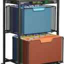 Rolling File Cart with 2 Drawers, Under Desk Storage Cabinet with DIY Divider, Letter/Legal Mobile Filling Cabinet on Wheels, Hanging File Folders Organizer, Metal Utility Cart for Home Office, Black