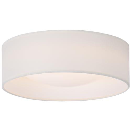 CALOKES 13" White Fabric Flush Mount Ceiling Light, 24W 3000K LED Closed to Ceiling Light Fixture with Classic Linen Drum Design for Bedrooms, Kitchen, Dining Room, Hallway