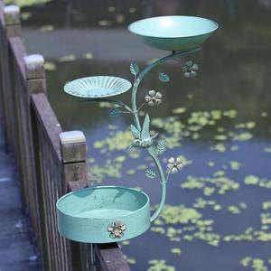 HLQMFHT Deck Bird Bath with Flower Planter Pedestal, Balcony Bird Bath and Bird Feeder, Deck Mounted Bird Bath,for Garden Balcony Patio Deck Railing Decoration,Detachable