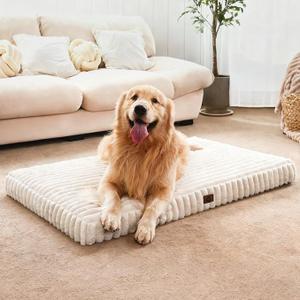 Dog Bed for Large Dogs w/ Removable Bolsters & Washable Cover, For Dogs Up to 95 lbs - Luxe Faux Fur & Performance Linen Sofa