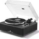 ANGELS HORN Bluetooth Vinyl Record Player with Built-in Speakers, Vintage Turntable for Beginners, Magnetic Cartridge AT-3600L, Belt Drive 2-Speed, for Music Lovers