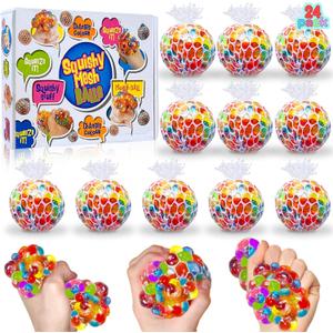 24 Pack Valentines Day Gifts for Kids Teens, Fidget Stress Balls with Valentine Stress Relief Toys Squeeze Balls for Boys Girls Classroom Exchange Prize Easter Basket Stuffers Party Favors