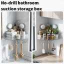 No-Drill Bathroom Suction Storage Box, Large Capacity Strong Load-Bearing Suction Cup Storage Rack with Drain Holes, Removable Corner Shower Caddy Hanging Wall Mount Kitchen Organizer (2)