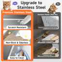 Stainless Steel Cat Litter Box, Odor Free Metal Litter Box with High Sides Lid, Open Top Low Entry Litter Pan Include Scoop Easy Cleaning Anti-Scratch Kitty Cat Box Anti-Urine Leakage, Non-Sticky