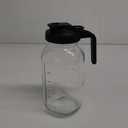 64 Oz Glass Pitcher with Lid 2 Pack, 2 Quart Heavy Duty Cold Brew Pitcher, Leak-Proof, Wide Mouth Mason Jar with Pouring Airtight Lid,Ideal for Fridge Storage(pack of 2) (Black & Grey)