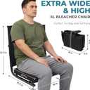 FUNDANGO Extra Wide Stadium Seats with Back Support for Adults, Padded Bleacher Chairs with Back and Cushion, Folding Bleacher Seats with Shoulder Strap for Football Baseball Sports, 18"W x 17.7"D x 21.7"H