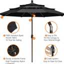 EliteShade USA 10-Year-Non-Fading 10ft 3-Tier Market Patio Umbrella, Commercial Grade Outdoor Table Umbrella with Crank Open, Windproof & UPF 50+ UV Protection, Heavy Duty Ventilation for Garden, Deck, Pool, Backyard, Beach & Bistro, Black