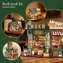 Book Nook, Beer Shop DIY Miniature House Kit for Craft Lovers | 3D Wooden Puzzle for AdultsHandcraft Book Shelf Insert, Decorative Gift for Book Lovers and Hobby Enthusiasts