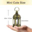 Mini Lantern with Flickering LED Candles Set of 10, Hewory Gold Vintage Decorative Hanging Candle Lanterns for Halloween, Christmas, Wedding Decorations, Party, Table Centerpiece, Battery Included