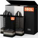 SOLEDI Laundry Hamper 3 section with lid and 3 Pcs Bag, Large Hamper 3 compartment 180L, Laundry Basket Laundry sorter Clothes hamper for Laundryroom Bedroom Blanket Storage Organizer (Black/White/Grey)