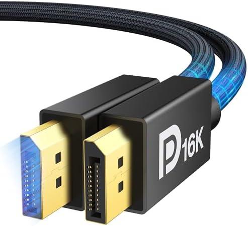 IVANKY 80Gbps Displayport Cable 2.1, 16K DP Cord [16K@60Hz,8K@120Hz,4K@240Hz], Display Port 2.1 Cable Support HDR10, HDCP, DSC 1.2a, for 5090,7900Graphics/PC/TV/Gaming Monitor, 6.6FT