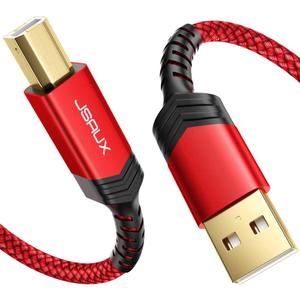 JSAUX Printer Cable, 15FT USB Printer Cable USB 2.0 Type A Male to B Male Scanner Cord USB B Cable High Speed for HP, Canon, Epson, Dell, Brother, Lexmark, Xerox, Samsung etc and Piano, DAC (Red)