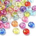 LiQunSweet 100 Pcs Acrylic European Beads Large Hole Rondelle Beads for DIY Charms Bracelet Jewelry Making