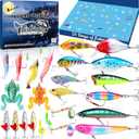 Fishing Advent Calendar 2025,24 Days Christmas Countdown,Fishing Lure Advent Calendar 2025 Men,Fishing Lures Set for Fisher Men Adult Teens Surprise