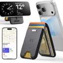 ESR Geo for MagSafe Wallet w Full Find My Functionality, 5 Card Holder, RFID Blocking, Adjustable Stand, Magnetic Wallet for iPhone 17e/17/16/15/14/13/12 Series, Not for 13/12 mini, Black Carbon Fiber