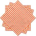 Gatherfun Disposable Paper Napkins 3-ply Orange and White Gingham Beverage Napkins for Dinner, Picnic, Birthday Party6.5X6.5 in, 50-Pack)