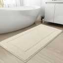 SHACOS Super Soft Bathroom Runner 20x47 inch Non Slip Washable Long Bath Rugs for Bathroom Floor Tub Shower Bath Mats Decor Accessories, Light Beige 1'8" x 3'11"