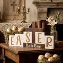 Easter Resurrection Decorations Religious He is Risen Sign Easter Wooden Table Centerpieces with Farmhouse Rustic Cross Hanging Christian Tiered Tray Decor for Spring Table Home Shelf Decor