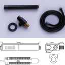 Bathroom Brass High Pressure 2 In 1 Function Handheld Shower Head Sprayer Wand With 79 Inch Hose and Holder, Matte Black