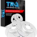 TRQ Front Performance Brake Rotors Set Premium G-Coated Cross Drilled & Slotted Compatible with 2005-2021 Chrysler 300 2009-2022 Dodge Challenger 2006-2022 Charger 2005-2008 Magnum