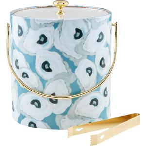 Mud Pie Oyster Vinyl Ice, bucket 8" x 7" dia | tongs 6 1/2", Multi