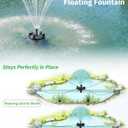 POPOSOAP Floating Pond Fountain With LED Lights, Pond Fountain Aerator Complete Kit with 1600GPH Water Pump 50FT Power Cord, 3 Spray Styles for Ponds, Pool, Lakes & Water Gardens P155