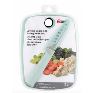 Culinary Elements Cutting Board With Paring Knife Set Blue 2 Pcs