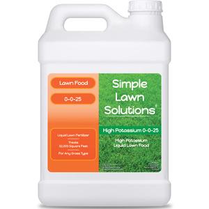 Simple Lawn Solutions - High Potassium Lawn Food Liquid Fertilizer 0-0-25 - Concentrated Spray - Turf Grass Vigor and Plant Hardiness - Summer and Fall - Any Grass Type (2.5 Gallon) (EXP 12/31/33)