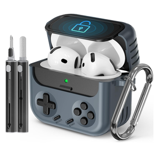 Inesore for Airpods 4 Case with Lock,Compatible with Airpods 4 with Active Noise Cancellation Cases,Classic Cool Funny Game Console Air pods4 Case Cover for Men Boy with Cleaner Kit(Black)