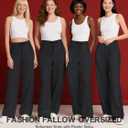 Women's High Waist Casual Palazzo Pants Drawstring Smocked Boho Wide Leg Beach Trousers Flowy Loose Fit Pant (Black, M)