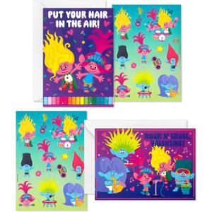 Hallmark Trolls Valentine's Day Cards Assortment for Kids (24 Valentine Cards, 24 Sticker Sheets and Envelopes)