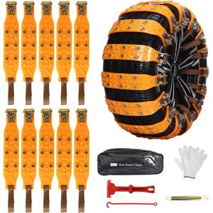 Qoosea Universal Snow Chains 6Pcs Heavy-Duty Wide-Track Tire Chains for SUV & Car Thickened Wear-Resistant TPU Anti-Slip Chains for Tires with Reinforced Structure in Winter Ice & Snow Conditions