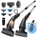 Leebein Electric Spin Scrubber, 2025 Upgraded Cordless Cleaning Brush Scrubber, IPX7 Waterproof Power Scrubber with 7 Brush Heads, Extended Handle and 2 Speeds for Bathroom Shower Bathtub Floor