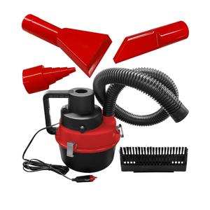 Car Vacuum Cleaner, DC 12V Multi-Purpose Automotive Wet and Dry Vacuum with 3 Nozzles, Portable Handheld Vehicle Interior Duster for Car, Office, Home, Floor (Red)