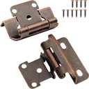 Kitchen Cabinet Hinges Oil Rubbed Bronze, 8 Pack (4 Pairs) 1/2" Overlay Partial Wrap Self Closing Cabinet Door Hinge, Semi Hidden Cabinet Hinge for Cabinet Doors