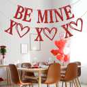 Red Glitter BE MINE Banner, Valentine's Day Bunting Garland, Romantic Anniversary, Wedding, Engagement, Galentine's Party Decorations
