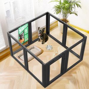 FXW AuraSpace Clear Acrylic Indoor Dog Playpen, 30" H, 8 Panels, Black
Open View, Modern Home Fit, No Climbing Bars, Tool-Free Setup, For Small & Medium Dogs
